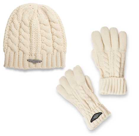 H-D Motorclothes Harley-Davidson Gloves & Knit Hat Silver Wing off-white  - 97634-22VW