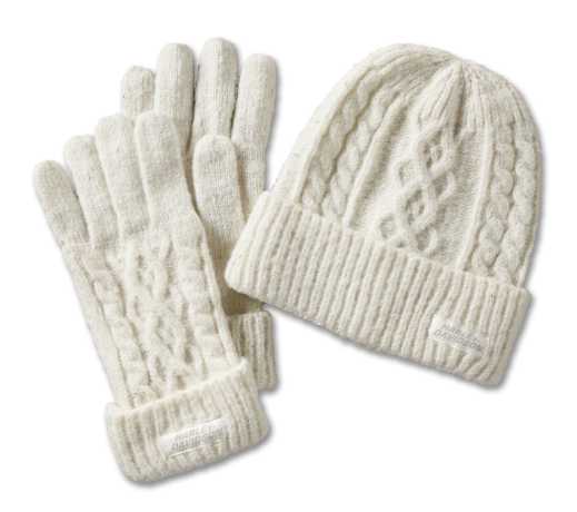 H-D Motorclothes Harley-Davidson women´s Laced Up Hat & Glove Gift Set Off White  - 97683-24VW