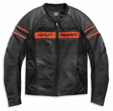 Harley-Davidson Lederjacke Brawler schwarz & orange L
