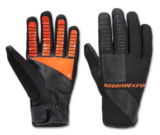 H-D Motorclothes Harley-Davidson Gloves Dyna Knit Mixed Media waterproof black/orange  - 98195-24VM