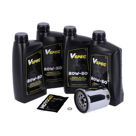 Motorcycle Storehouse MCS Oil Change Kit 20W50 Mineral 4L & Filter chrome  - 985782