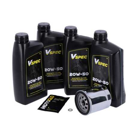 Motorcycle Storehouse MCS Oil Change Kit 20W50 20W50 Synthetic 4L & Filter chrome  - 985787