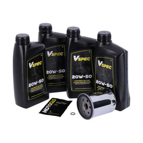 Motorcycle Storehouse MCS Oil Change Kit 20W50 20W50 Synthetic 4L & Filter chrome  - 985791