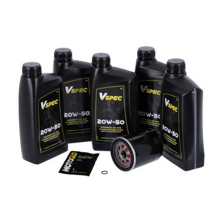 Motorcycle Storehouse MCS Oil Change Kit 20W50 20W50 Synthetic 5L & Filter black  - 985792