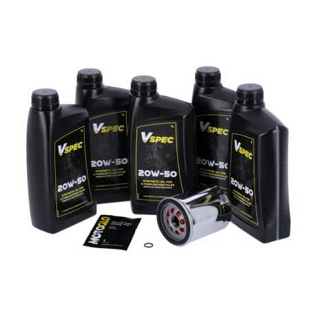Motorcycle Storehouse MCS Oil Change Kit 20W50 20W50 Synthetic 5L & Filter chrome  - 985793