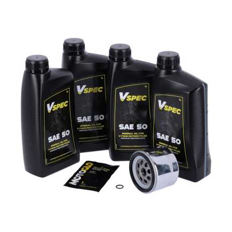 Motorcycle Storehouse MCS Oil Change Kit SAE50 Mineral 4L & Filter chrome  - 985795