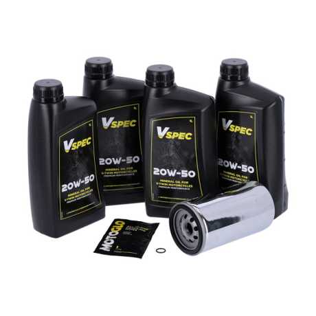 Motorcycle Storehouse MCS Oil Change Kit 20W50 Mineral 4L & Filter chrome  - 985799