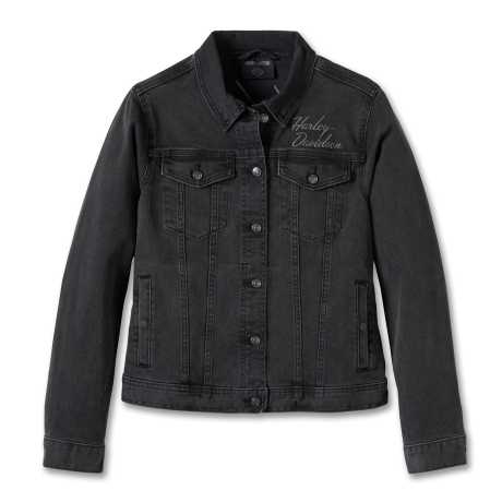 Harley-Davidson women´s Denim Jacket Silver Wing Stretch black 