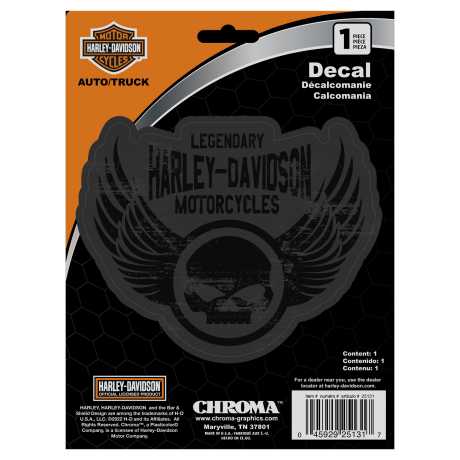 H-D Motorclothes Harley-Davidson Aufkleber Chroma Skull mit Wings  - CG25131