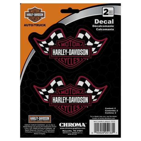 H-D Motorclothes Harley-Davidson Aufkleber Chroma Bar & Shield Racing Flags Burgandy  - CG25133