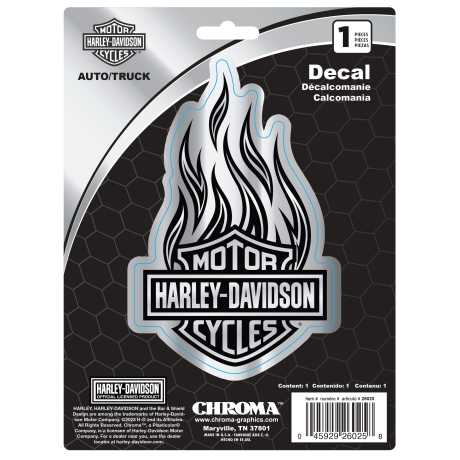 H-D Motorclothes Harley-Davidson Aufkleber Chroma Bar & Shield mit Flammen  - CG26025