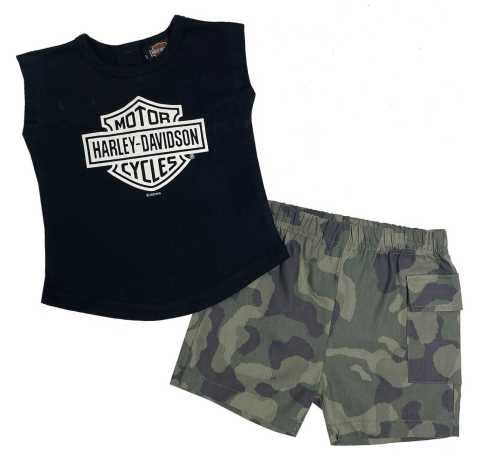 H-D Motorclothes Harley-Davidson Kinder T-Shirt & Camo Shorts Set Bar & Shield 12-18 Monate - 2012315-12/18