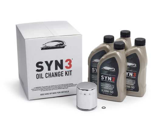 Thunderbike H-D Syn3 Oil Change Kit 4 Liter chrome Filter  - OILCHANGESYNCHR4TC