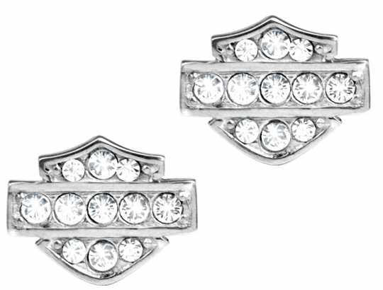 H-D Motorclothes Harley-Davidson Earrings Petite White Bling silver  - HDE0282