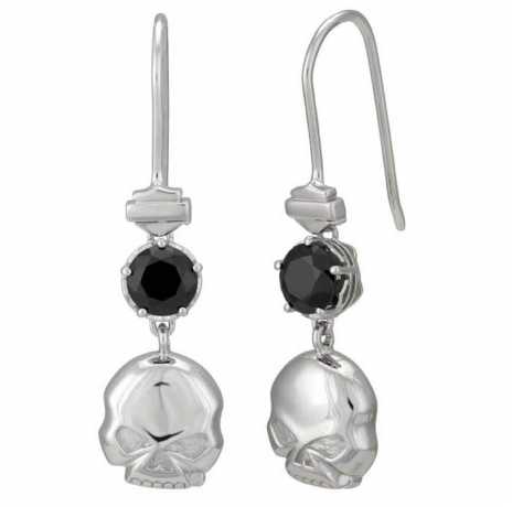 H-D Motorclothes Harley-Davidson Earrings Skull & Stone Drop silver  - HDE0519