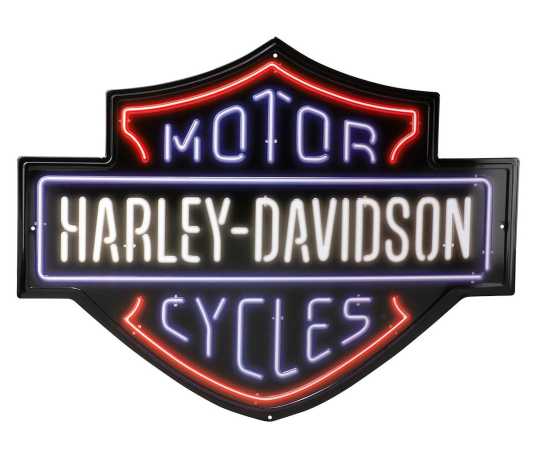 H-D Motorclothes Harley-Davidson Blechschild Neon Bar & Shield 50x38cm  - HDL-15536