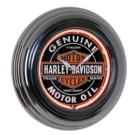 H-D Motorclothes Harley-Davidson Clock Oil Can Neon black  - HDL-16617B