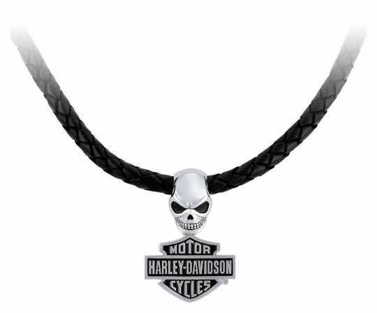H-D Motorclothes Harley-Davidson Necklace 22" Wicked Skull with Bar & Shield silver  - HDN0462-16