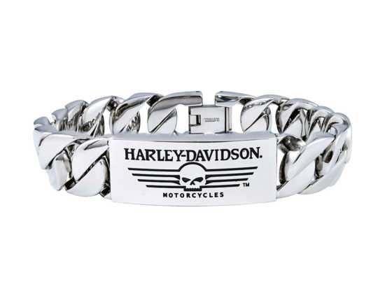 H-D Motorclothes Harley-Davidson Armband Willie G Skull Edelstahl ID Curb Link Stahl  - HSB0140