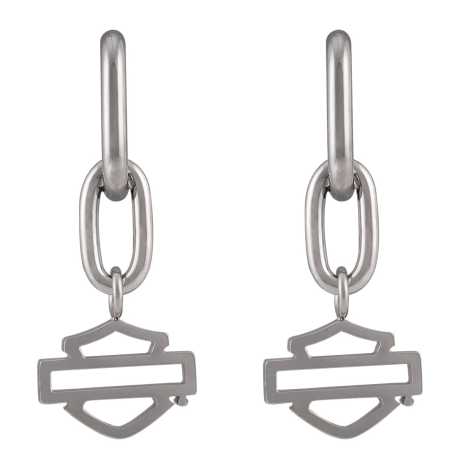H-D Motorclothes Harley-Davidson Earrings Bar & Shield Large Chain Drop steel  - HSE0015
