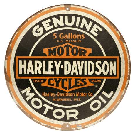 H-D Motorclothes Harley Davidson Tin Sign Genuine Motor Oil 35cm round  - NA25103
