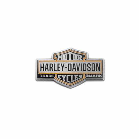 H-D Motorclothes Harley-Davidson Pin Trademark Bar & Shield 1.5" silver/orange  - SA8008932