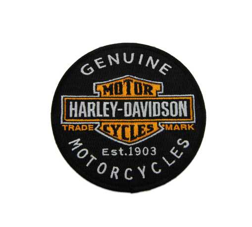 Harley-Davidson Aufnäher Genuine Motorcycles schwarz/orange 