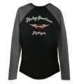 Harley-Davidson Damen Henley Shirt Timeless Silver Wing schwarz/grau  - 96448-23VW