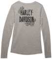 Harley-Davidson Damen Fireside Roses Thermal Henley hellgrau meliert  - 96455-23VW