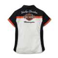 Harley-Davidson women´s Zip Shirt Bar & Shield Colorblocked weiß/schwarz/orange L - 99055-23VW/000L