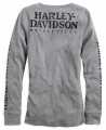 Harley-Davidson Damen Henley Longsleeve Skull grau  - 99143-14VW