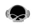 H-D Motorclothes Harley-Davidson Ring Black Onyx Skull Silber  - HDR0458