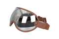 MP Open Face Helmet Visor with Strap, Leather brown / chrome  - MPVS10BRCR