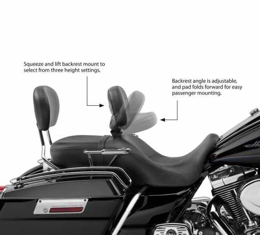 Harley-Davidson Adjustable Rider Backrest Road King Classic Style  - 52591-09A