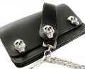 Amigaz Black Leather Biker Chain Wallet Skulls  - 563418
