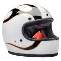 Biltwell Gringo Helmet Gloss White/Black Flames  - 982634V
