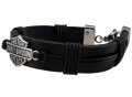 Harley-Davidson Bracelet  Nut & Coil Bar & Shield, leather/steel 8" - HSB0233-8