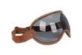MP Open Face Helmet Visor with Strap, Leather brown / smoke  - MPVS10BRSM