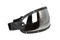 MP Fullface Helmet Visor with Strap & Rivets, leather black / chrome  - MPVS12BKCR/R