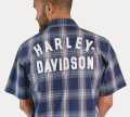 Harley-Davidson Kurzarmhemd Staple Poplin Karo blau  - 96163-23VM