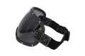 MP Scrambler Helmet Visor with Strap & Rivets, leather black / smoke  - MPVS13BKSM/R