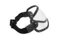 MP Scrambler Helmet Visor with Strap & Rivets, leather black / clear  - MPVS13BKCL/R
