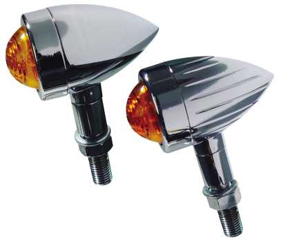 JMTBNO 2X Chrom Motorrad LED Blinker Rotlicht Bullet Mini Blinker Lauflicht  Hinten Signallicht Wasserdicht 10mm 12V Universal für Motorrad Cruiser