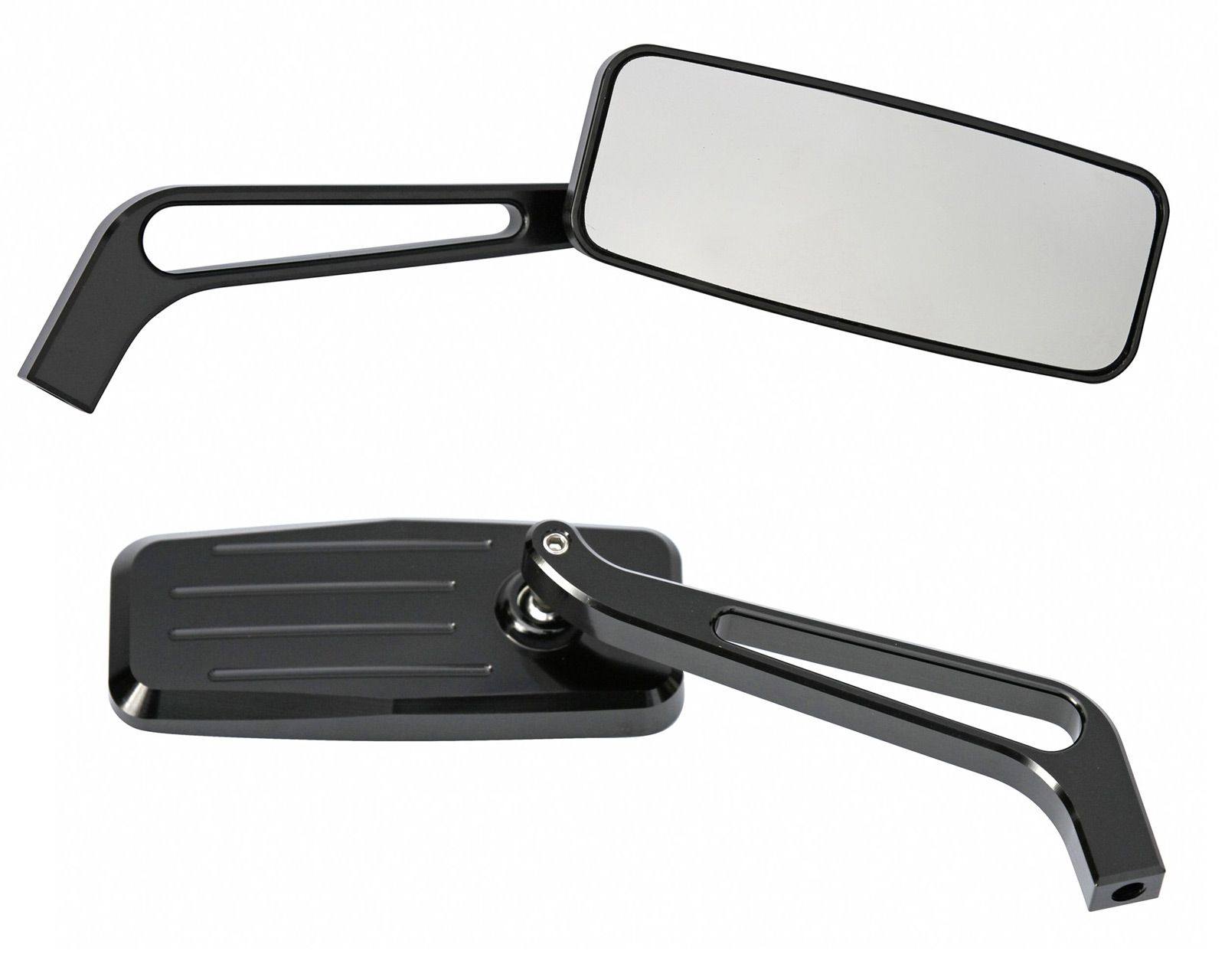 Motorcycle Rectangle Black Rear View Mirrors W/ Adapter Parts Set Kit For Harley