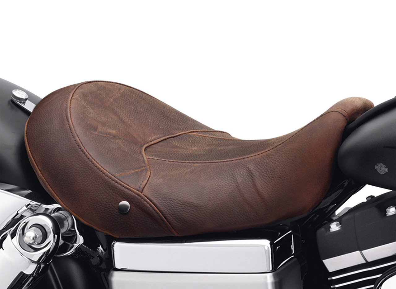 51937 10 Low Profile Solo Leather Seat 12 Brown For Dyna 06 Later 