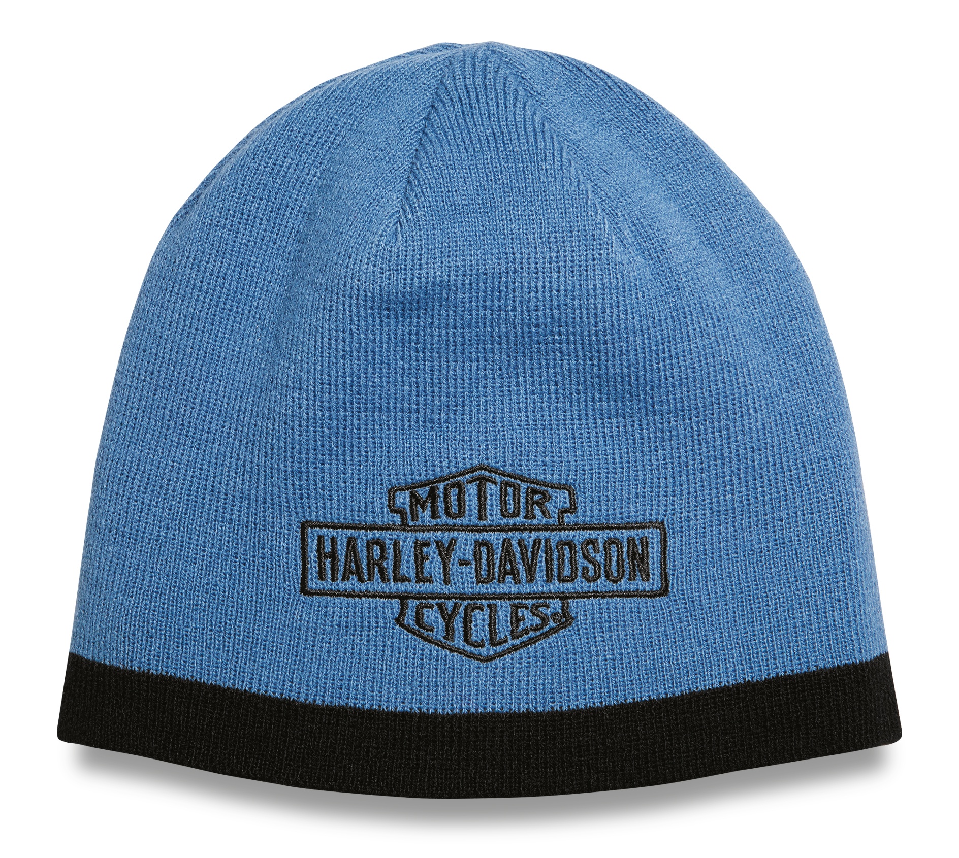 9768223VM HarleyDavidson Knit Hat Contrast Bar & Shield blau at