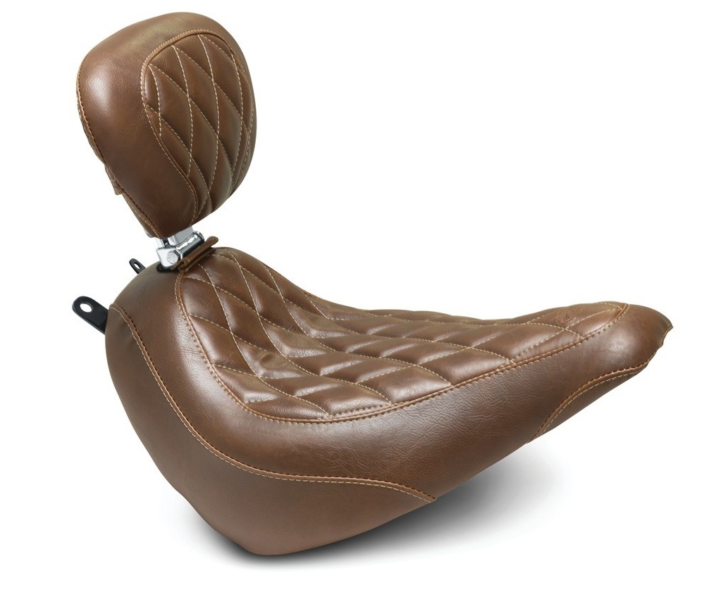 Mustang Wide Tripper Solo Seat With Backrest Diamond Brown For Heritage Flhcs And Deluxe Flde 18