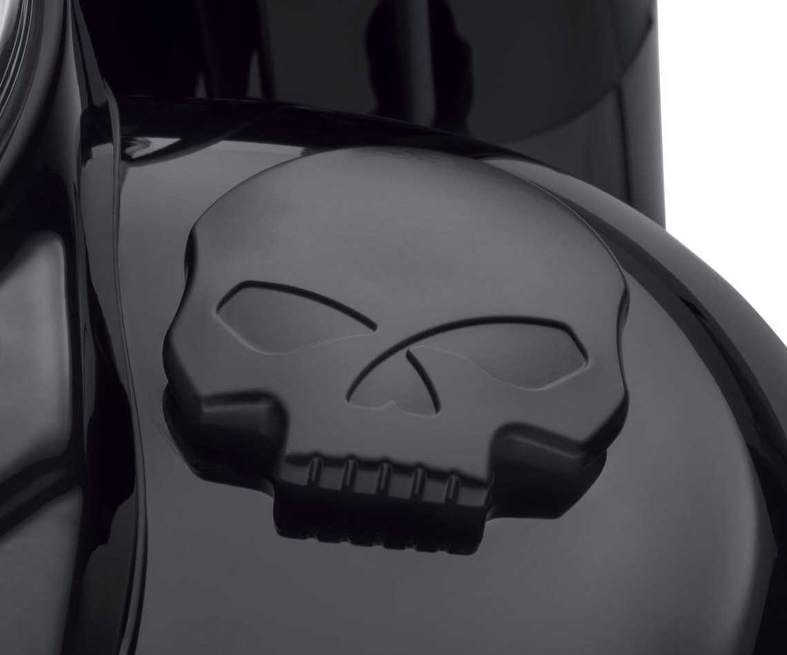 V-Twin 38-0667 Black Keyed Gas Cap Vented Skull w/ Key Lock Harley FX XL 96-Up 