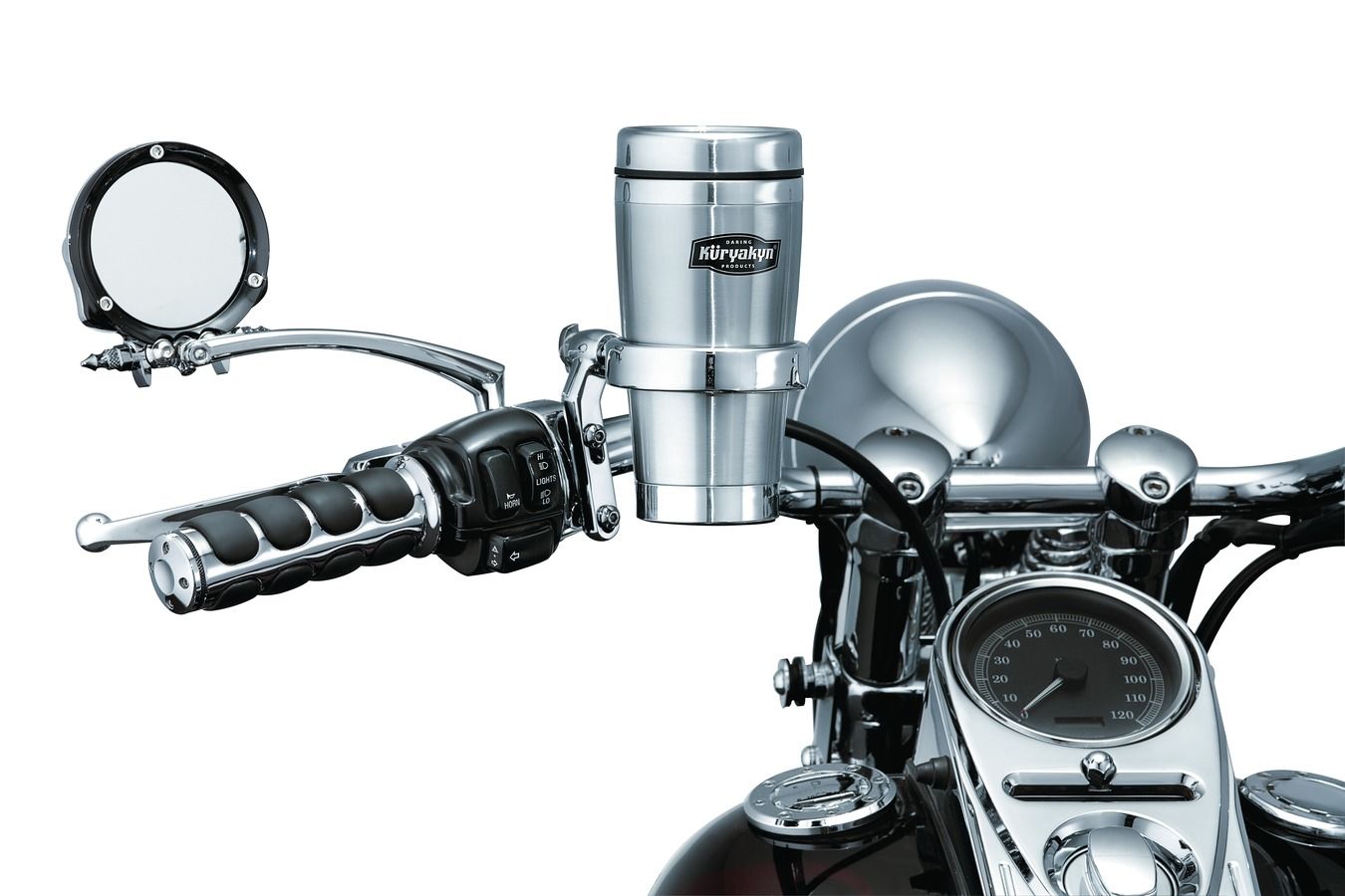 Kuryakyn Chrome Universal Perch Drink Holder with Basket Harley or Metric