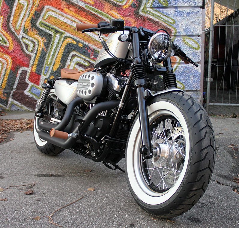 Gabel Cover Hülsen mit LED Blinker Harley Davidson Sportster Forty Eight 16-19 